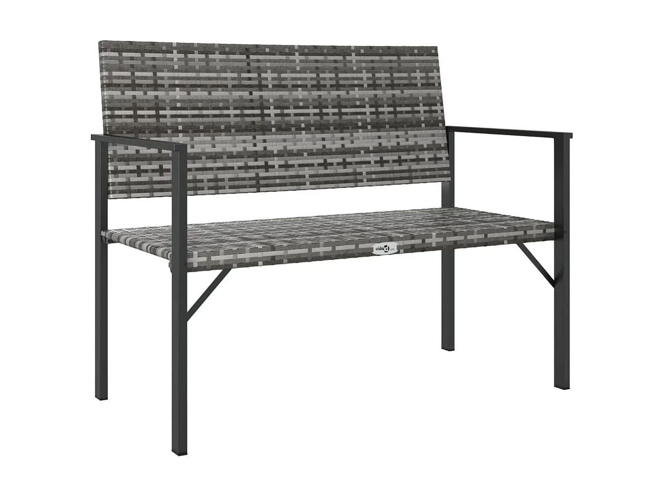 Banc de jardin à 2 places gris résine tressée