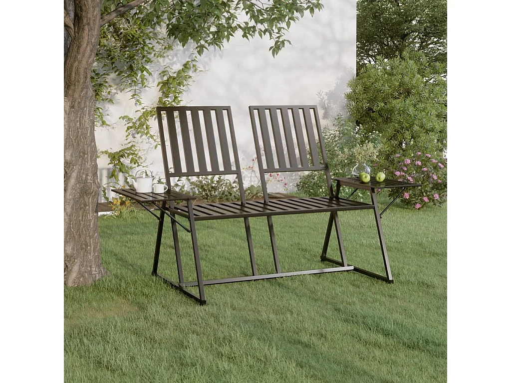 Banc de jardin 2 places 165cm Noir Acier
