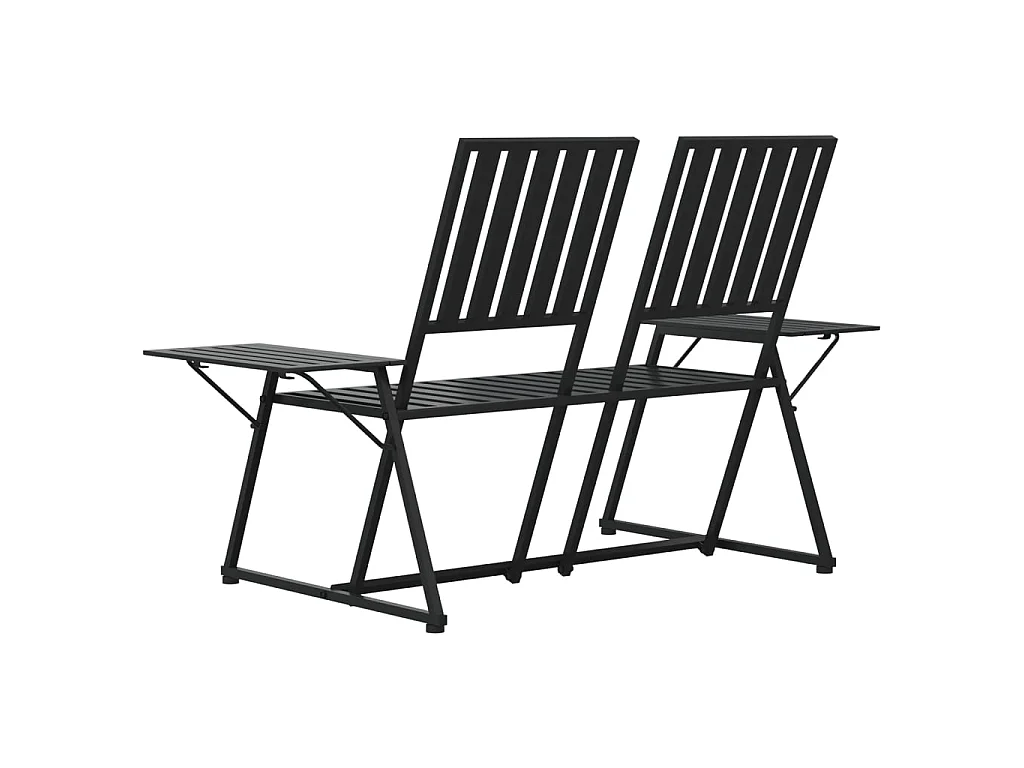 Banc de jardin 2 places 165cm Noir Acier