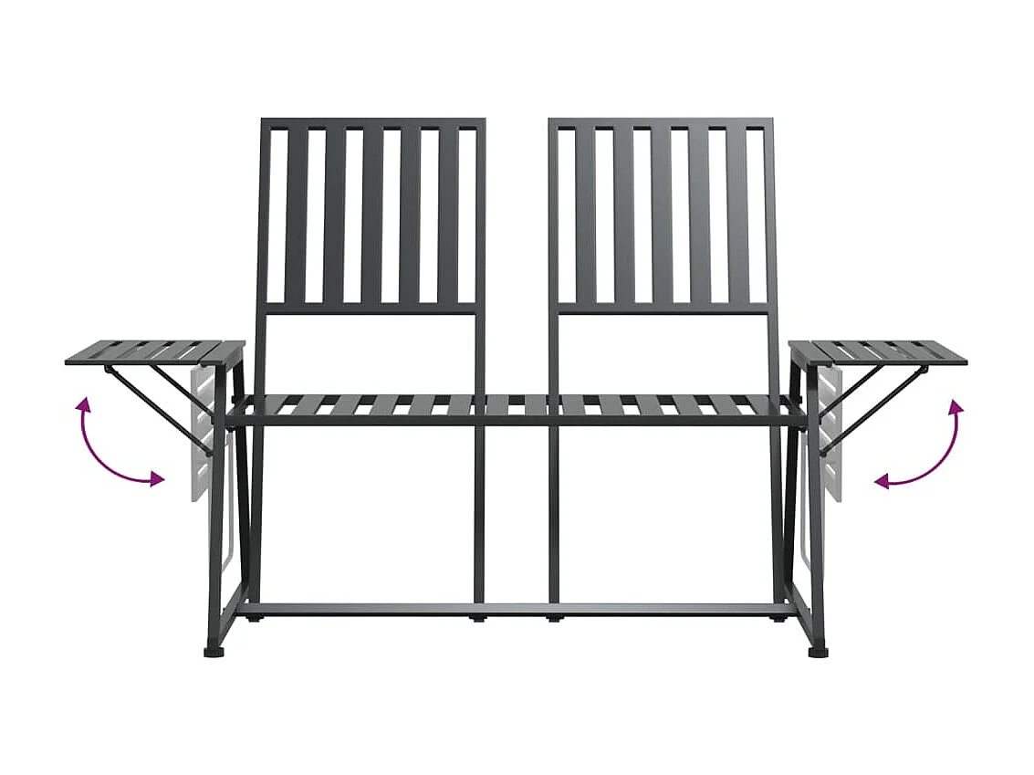 Banc de jardin 2 places 165cm Noir Acier