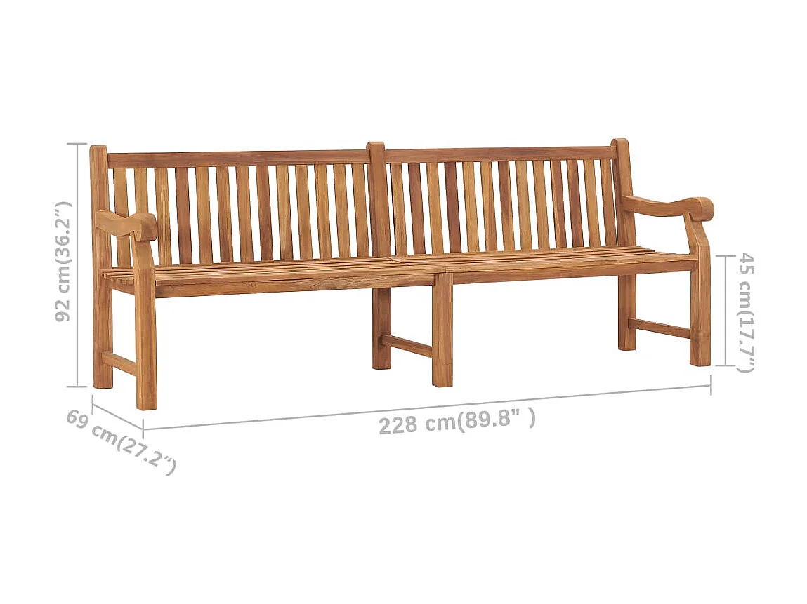 Banc de jardin 228cm Bois de teck solide 2