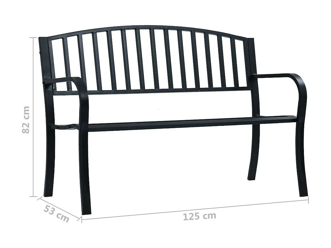Banc de jardin 125cm Noir Acier