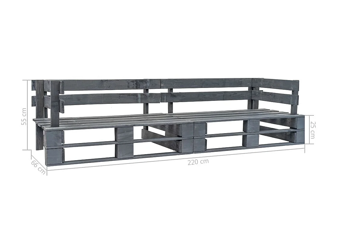 Canapé palette 2 places de jardin Gris Bois