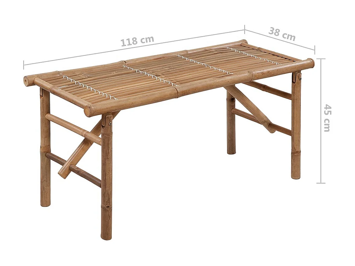 Banc de jardin pliable avec coussin 118cm Bambou 14
