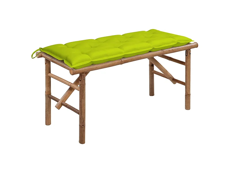 Banc de jardin pliable avec coussin 118cm Bambou 14