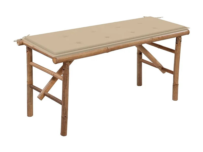 Banc de jardin pliable avec coussin 118cm Bambou 25
