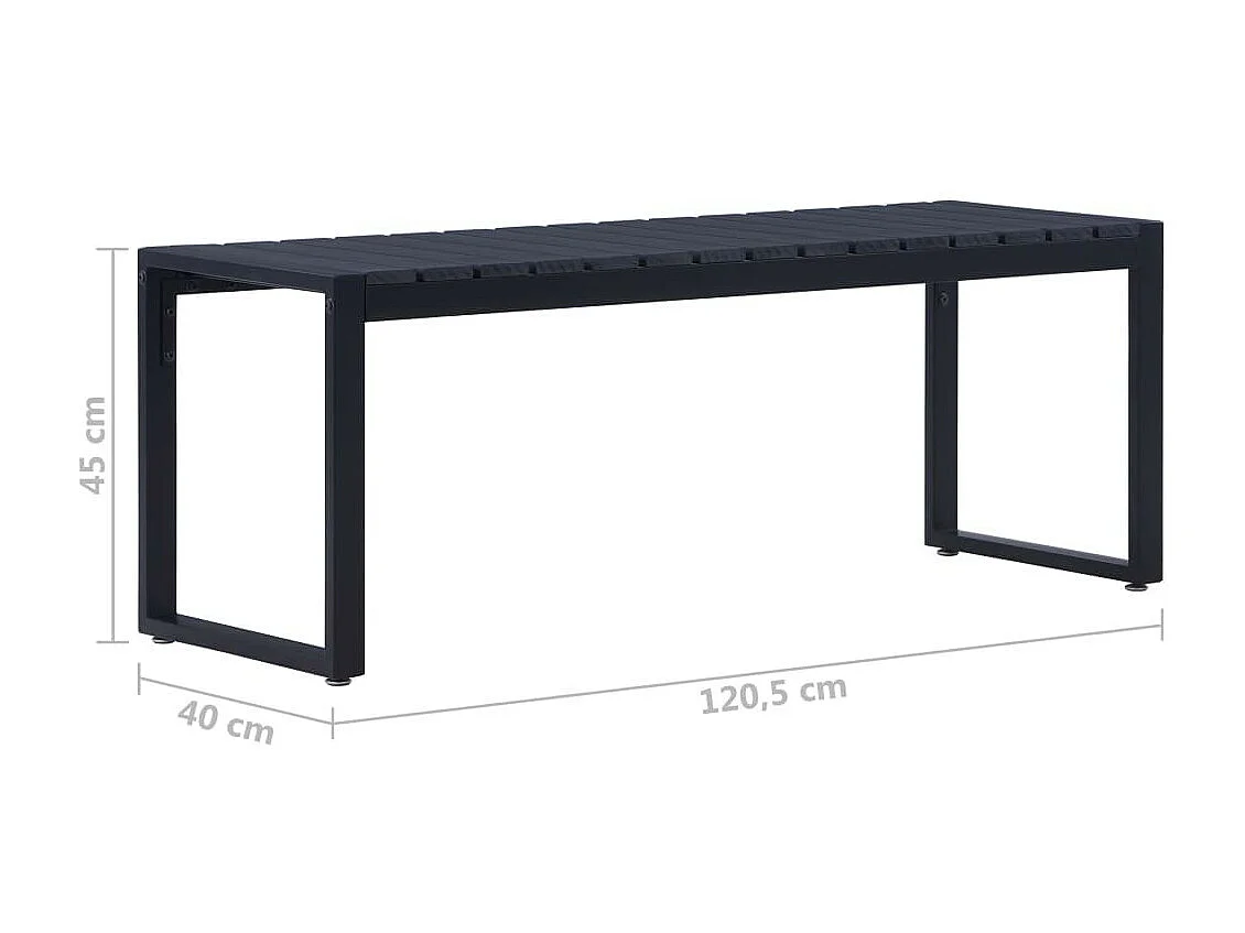 Banc de jardin 120,5cm Panneau PS Noir
