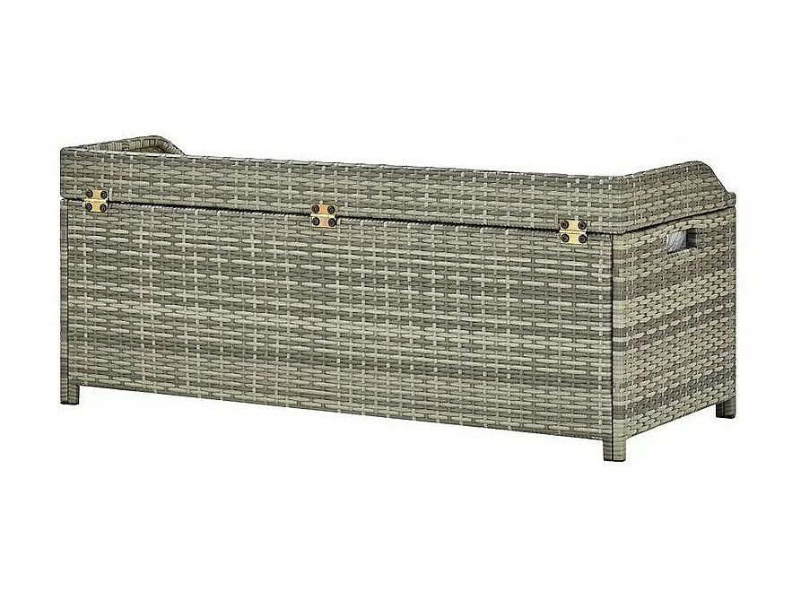 Banc de rangement acacia massif et résine tressée grise Toplu