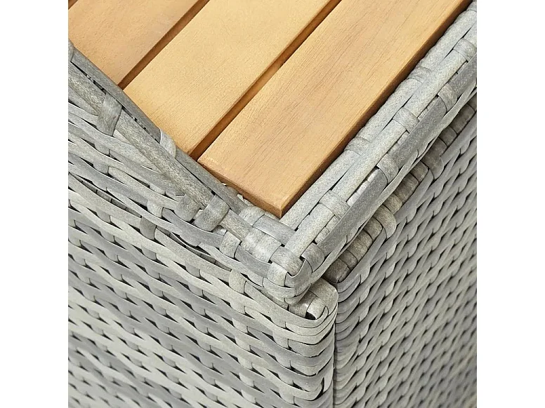 Banc de rangement acacia massif et résine tressée grise Toplu