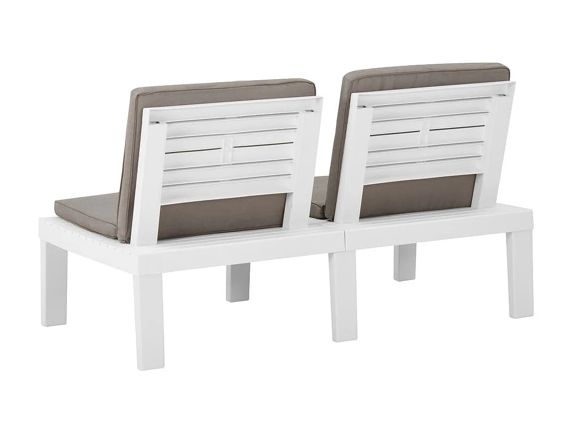 Bancs de salon de jardin avec coussins 2 pcs Plastique Blanc