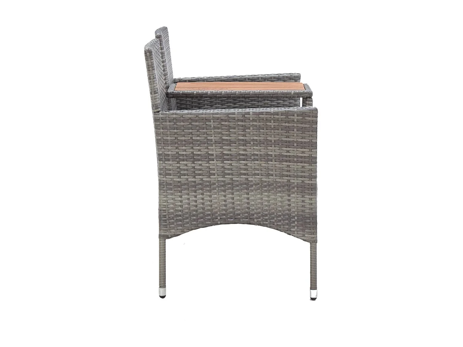 Banc de jardin 2places et table à thé 143cm Résine tressée Gris