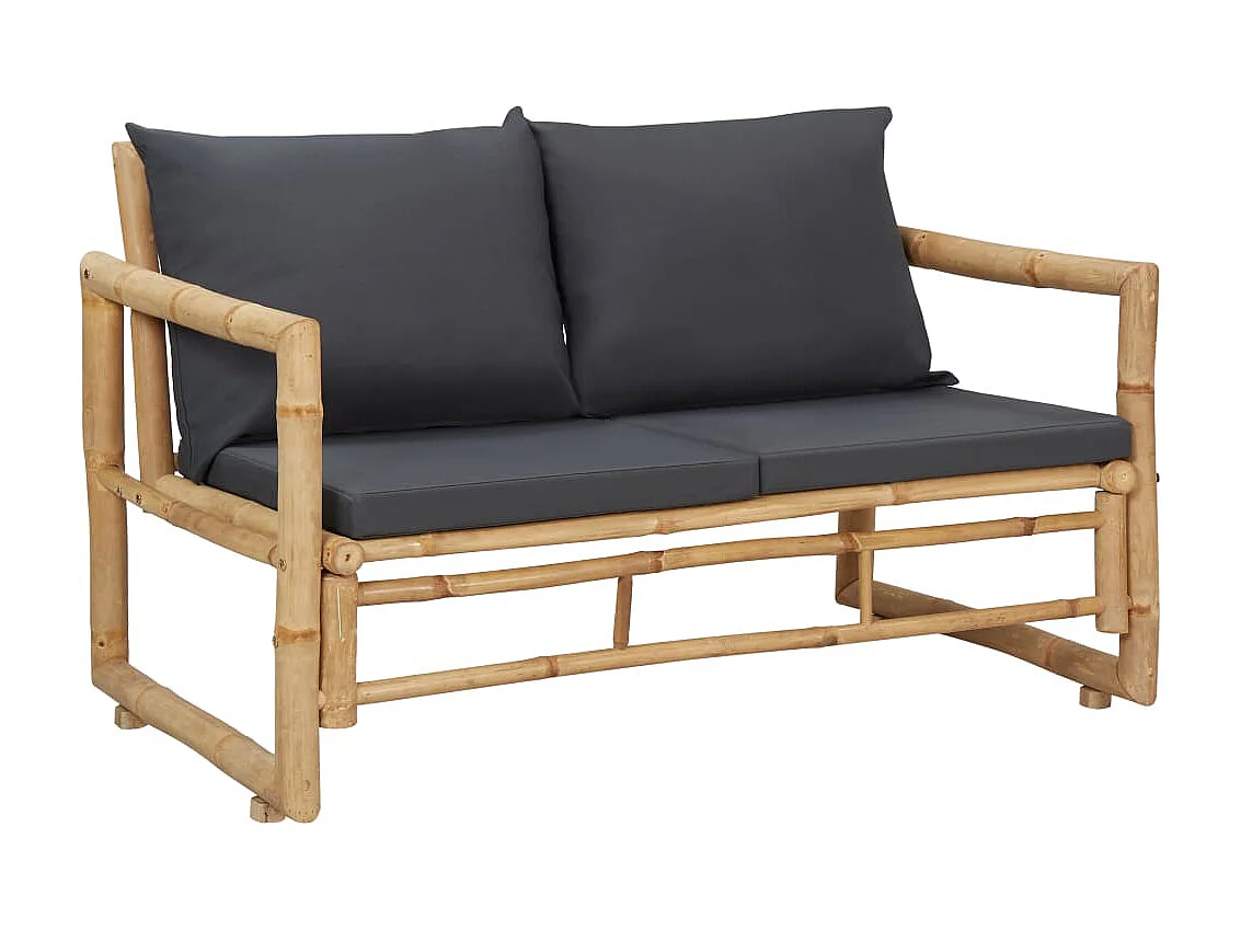 Banc de jardin avec coussins 115cm Bambou
