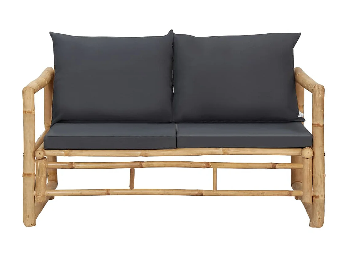 Banc de jardin avec coussins 115cm Bambou