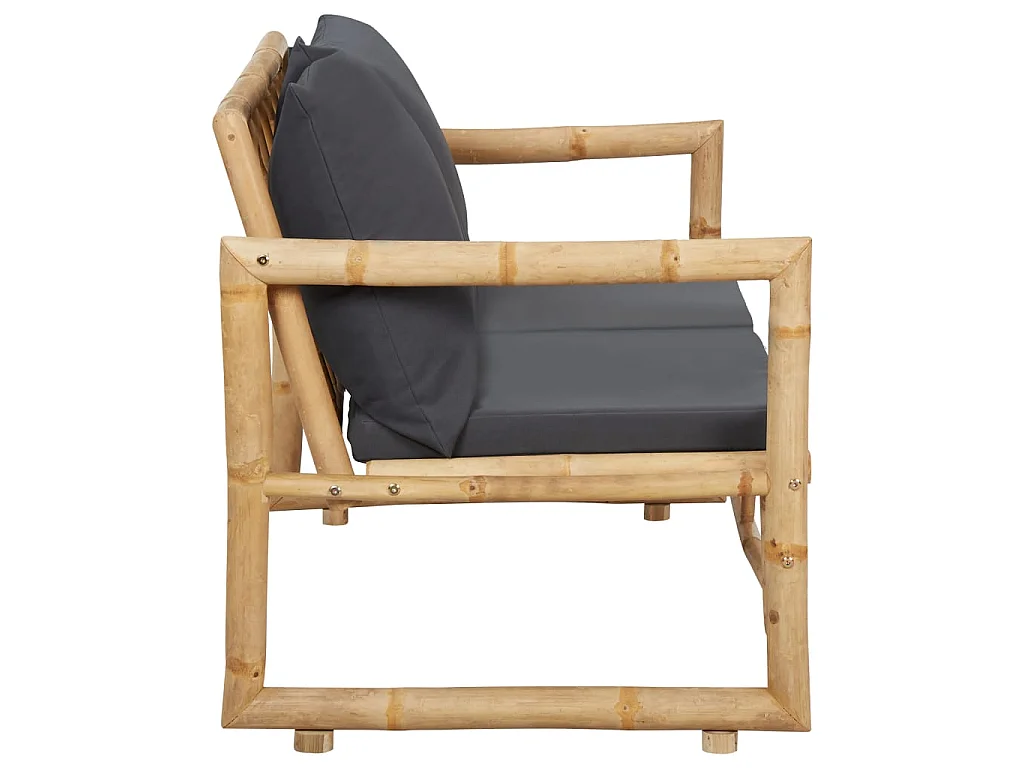 Banc de jardin avec coussins 115cm Bambou