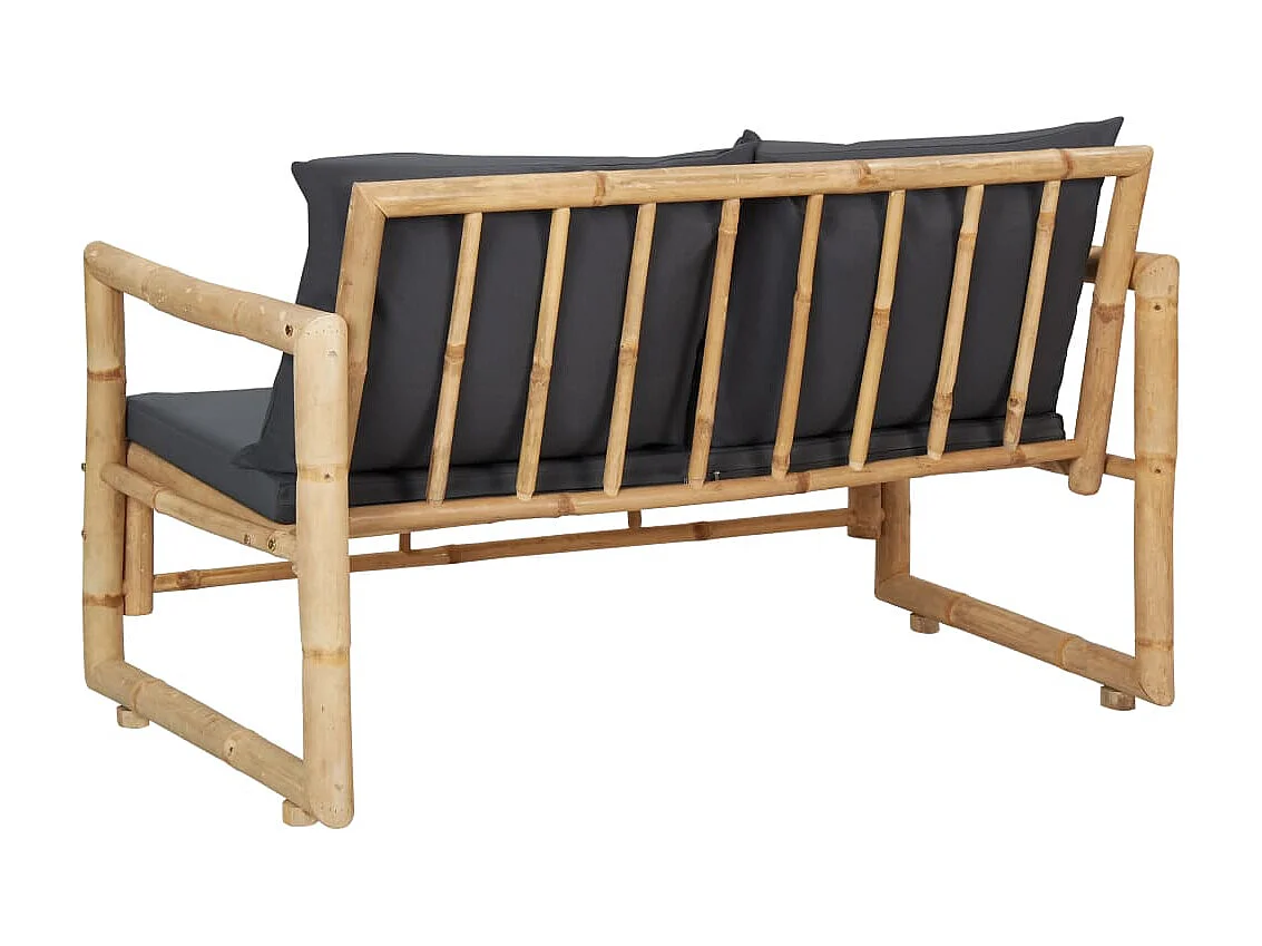 Banc de jardin avec coussins 115cm Bambou