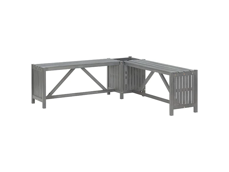 Banc d'angle de jardin et jardinière 117cm Bois d'acacia Gris