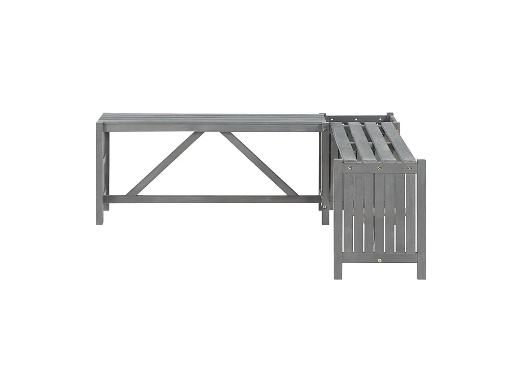 Banc d'angle de jardin et jardinière 117cm Bois d'acacia Gris