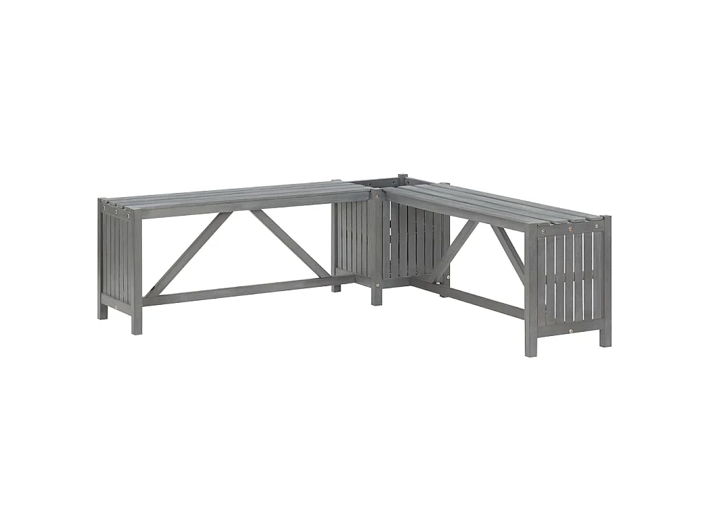 Banc d'angle de jardin et jardinière 117cm Bois d'acacia Gris