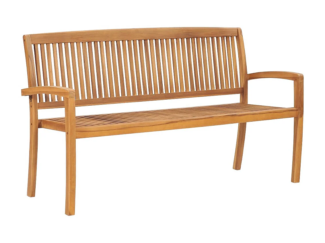 Banc de jardin empilable et coussin 159cm Bois de teck massif 27