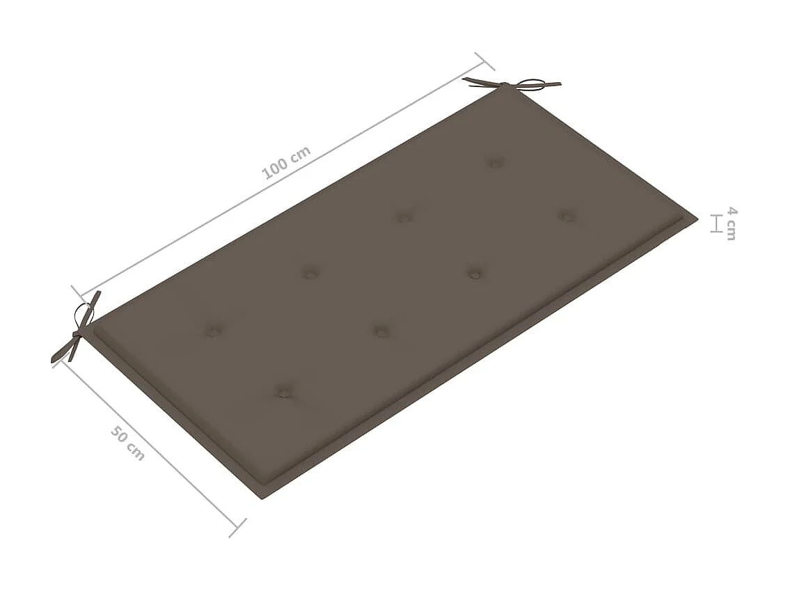 Banc de jardin avec coussin taupe 112cm Bois de teck massif 2