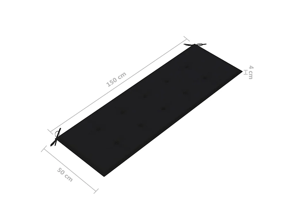 Banc de jardin empilable et coussin 159cm Bois de teck massif 3