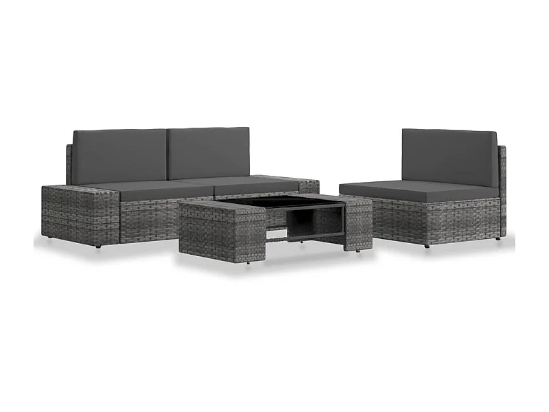 Salon de jardin 4 pcs Résine tressée Gris