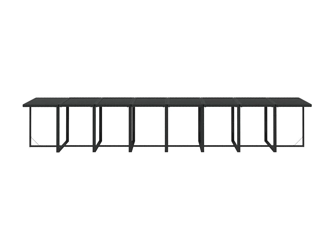 Ensemble à dîner de jardin coussins 17 pcs Noir Résine tressée