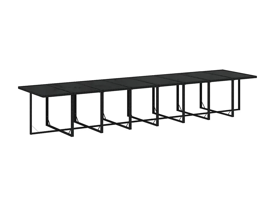 Ensemble à dîner de jardin coussins 17 pcs Noir Résine tressée