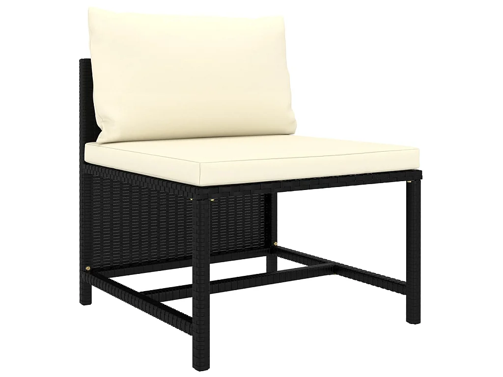 Salon de jardin 9 pcs avec coussins Résine tressée Noir 46