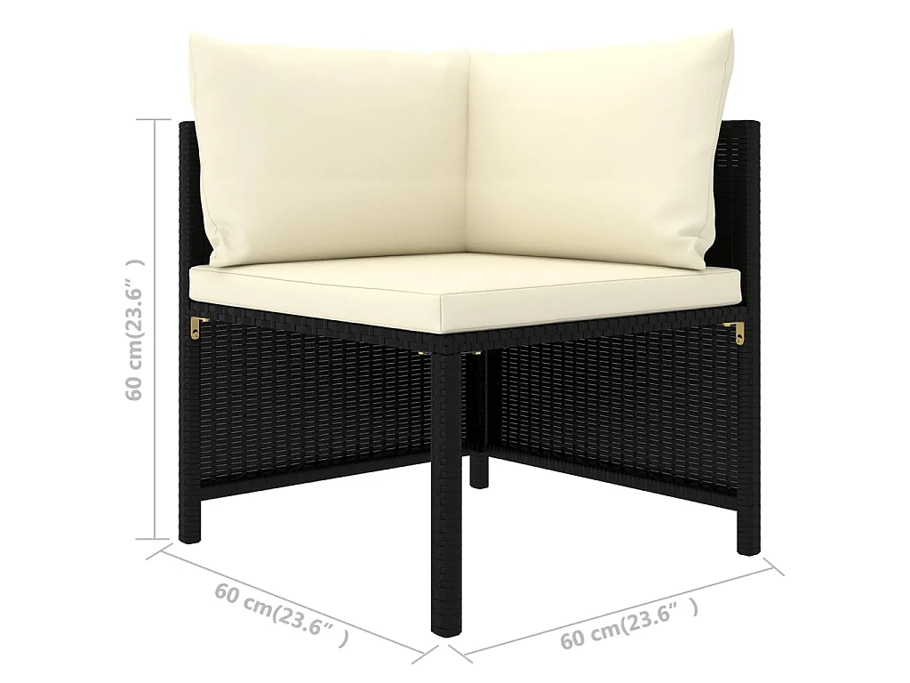 Salon de jardin 9 pcs avec coussins Résine tressée Noir 46