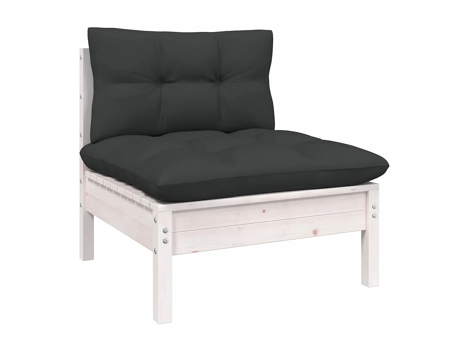 Salon de jardin 14 pcs avec coussins Blanc Bois de pin solide 2