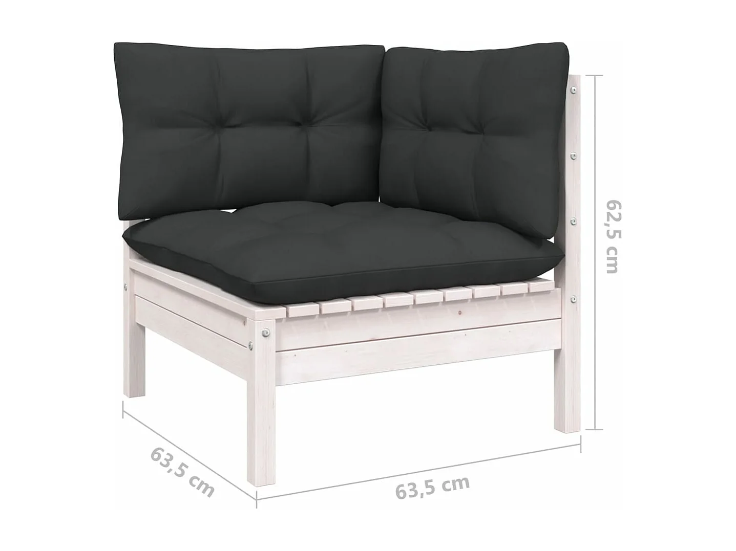 Salon de jardin 14 pcs avec coussins Blanc Bois de pin solide 2