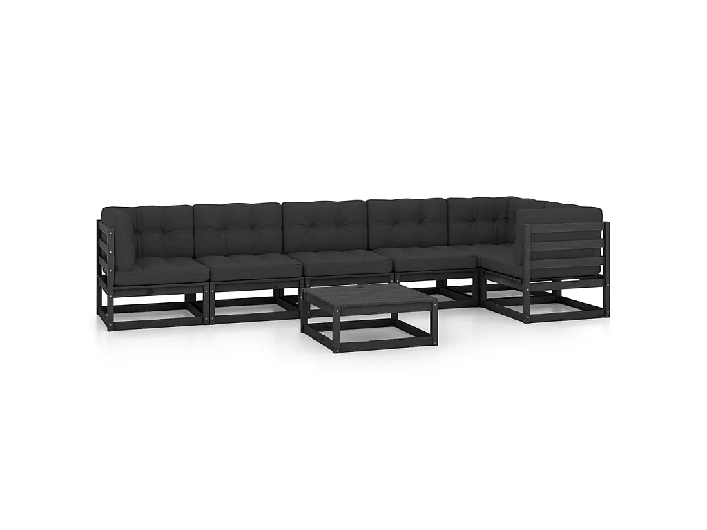 Salon de jardin 7 pcs avec coussins Bois de pin massif 38