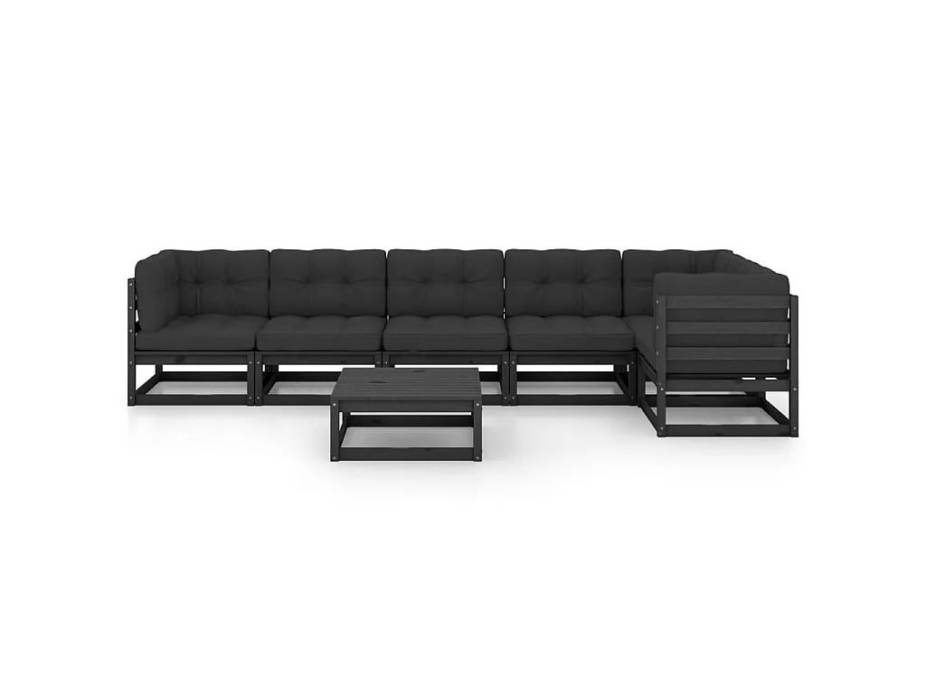 Salon de jardin 7 pcs avec coussins Bois de pin massif 38