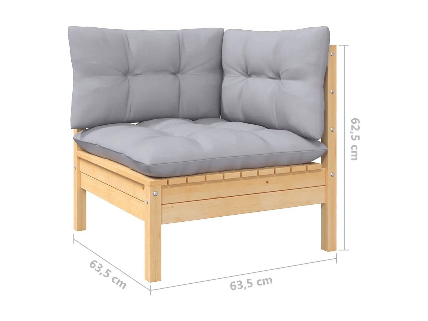 Salon de jardin 12 pcs avec coussins gris Bois de pin massif