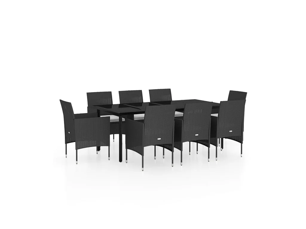 Ensemble de salle à manger de jardin avec coussins 9 pcs Noir 2