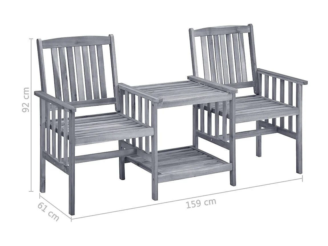 Chaises de jardin avec table à thé 159x61x92 Bois d'acacia