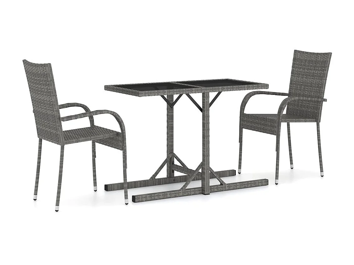 Ensemble de salle à manger de jardin 3 pcs Gris 29