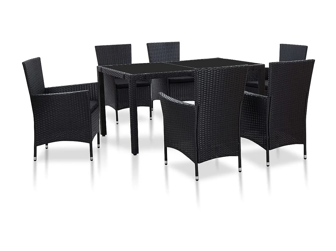 Ensemble à dîner d'extérieur 7 pcs Résine tressée Noir 3