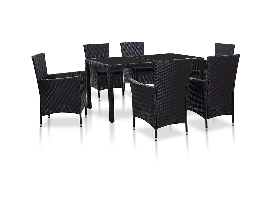 Ensemble à dîner d'extérieur 7 pcs Résine tressée Noir 3