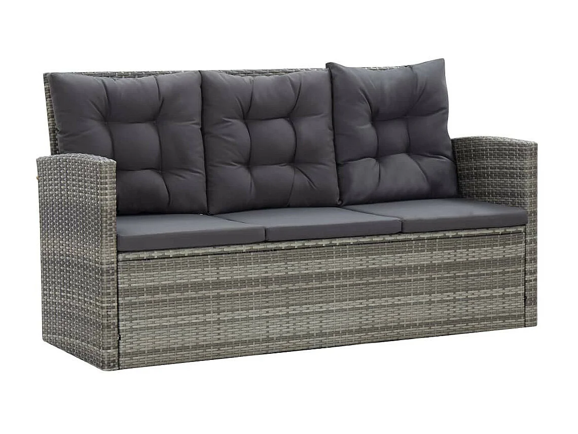 Mobilier à dîner de jardin 5pcs et coussins Résine tressée Gris