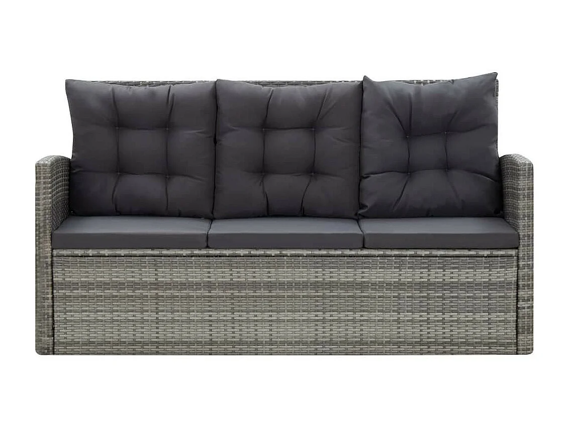 Mobilier à dîner de jardin 5pcs et coussins Résine tressée Gris