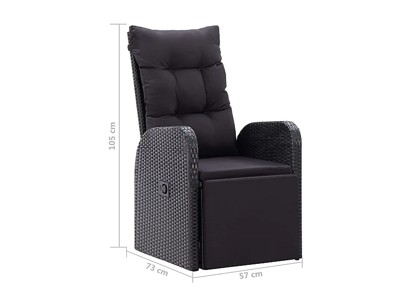 Ensemble de salle à manger de jardin 3 pcs Noir 46