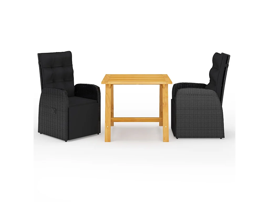 Ensemble de salle à manger de jardin 3 pcs Noir 46