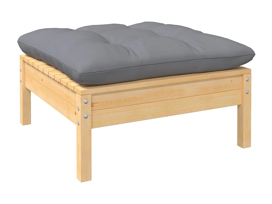 Salon de jardin 6 pcs avec coussins gris Bois de pin 6