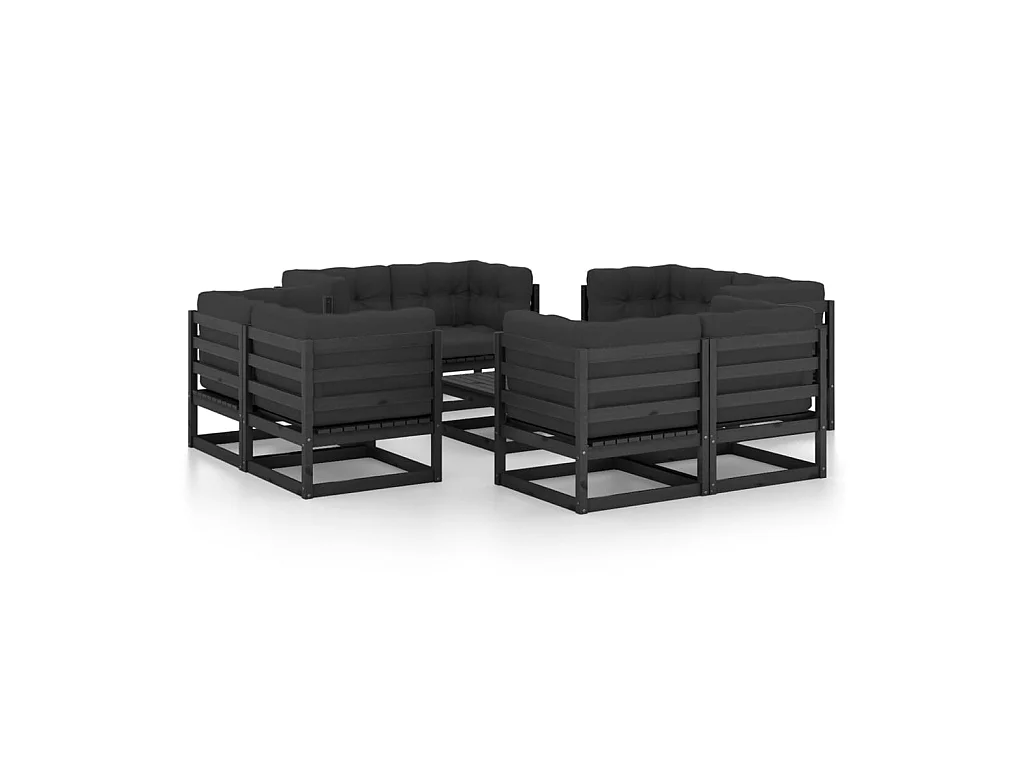 Salon de jardin 9 pcs avec coussins Bois de pin massif 31