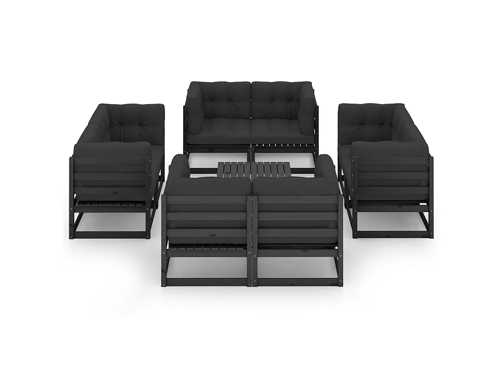 Salon de jardin 9 pcs avec coussins Bois de pin massif 31