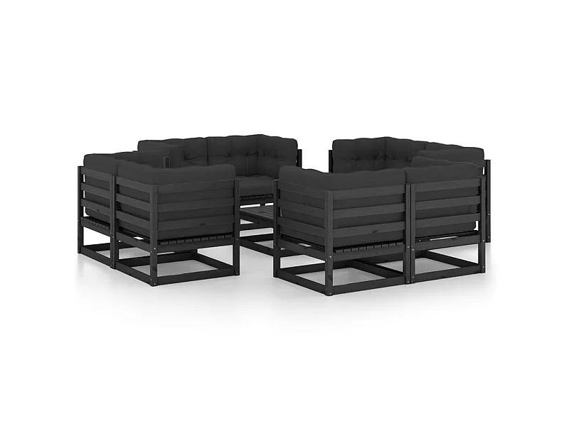 Salon de jardin 9 pcs avec coussins Bois de pin massif 31