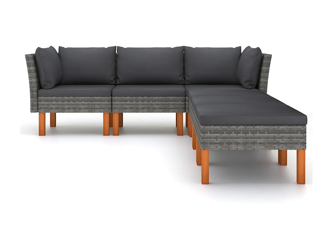 Salon de jardin 6 pcs avec coussins Résine tressée Gris 37