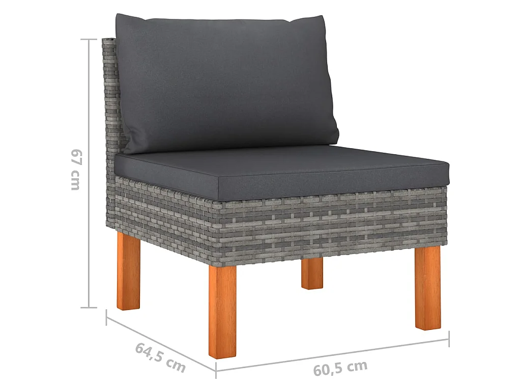 Salon de jardin 6 pcs avec coussins Résine tressée Gris 37